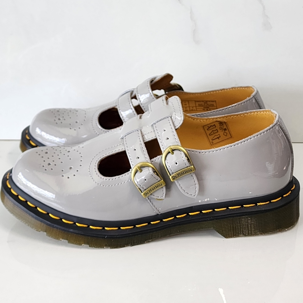 NIB Dr. Martens Gray Patent Leather Flats - Picture 7 of 10